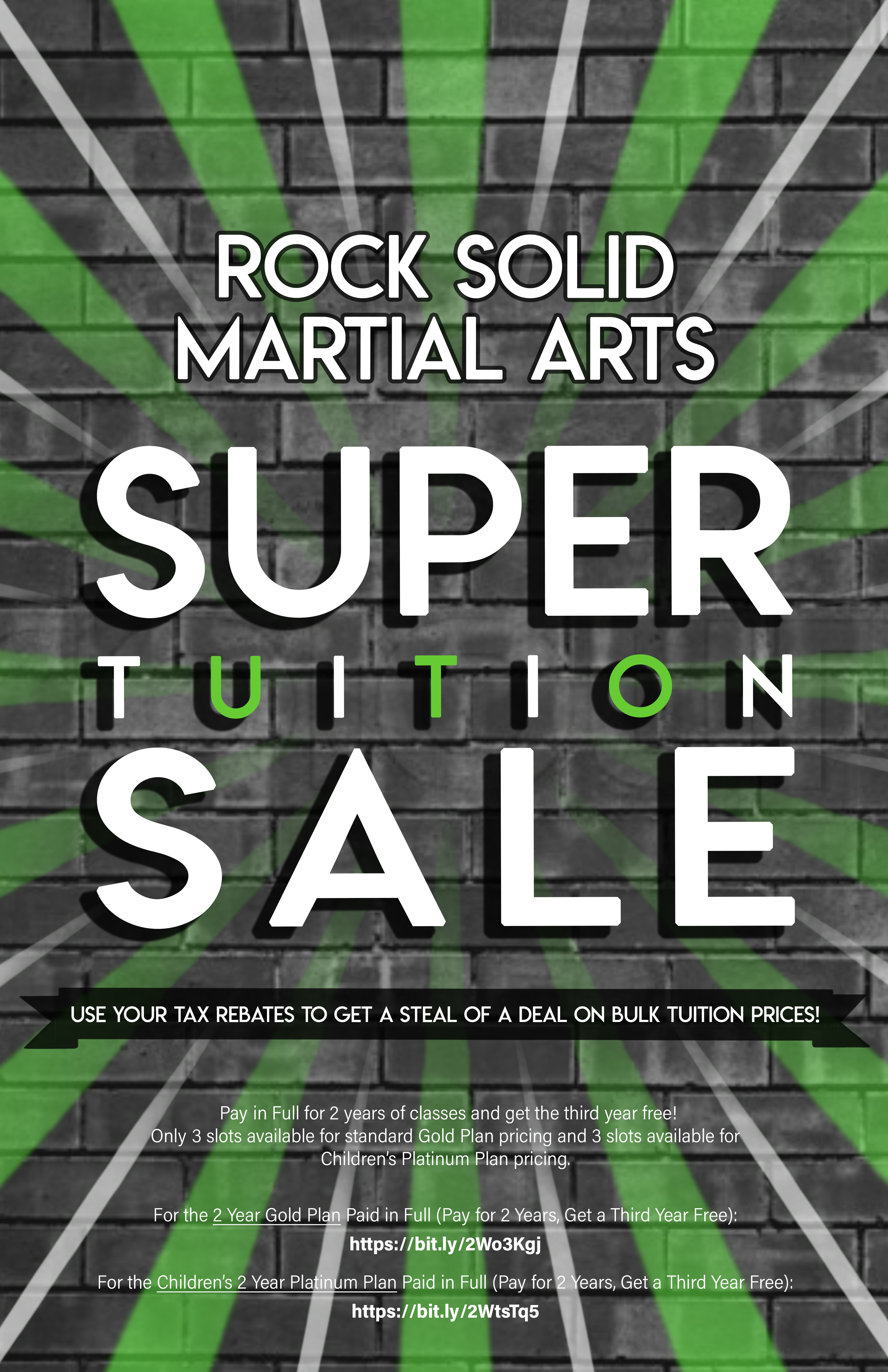 Promotional flier for a tuition sale.